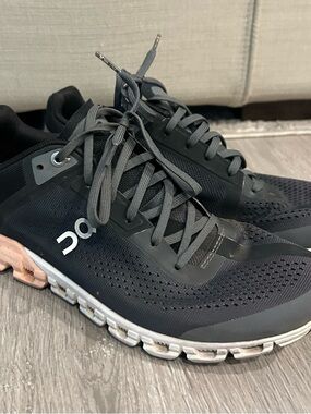 On Running Women’s On Clouds Black and Gray Athletic Running Shoes